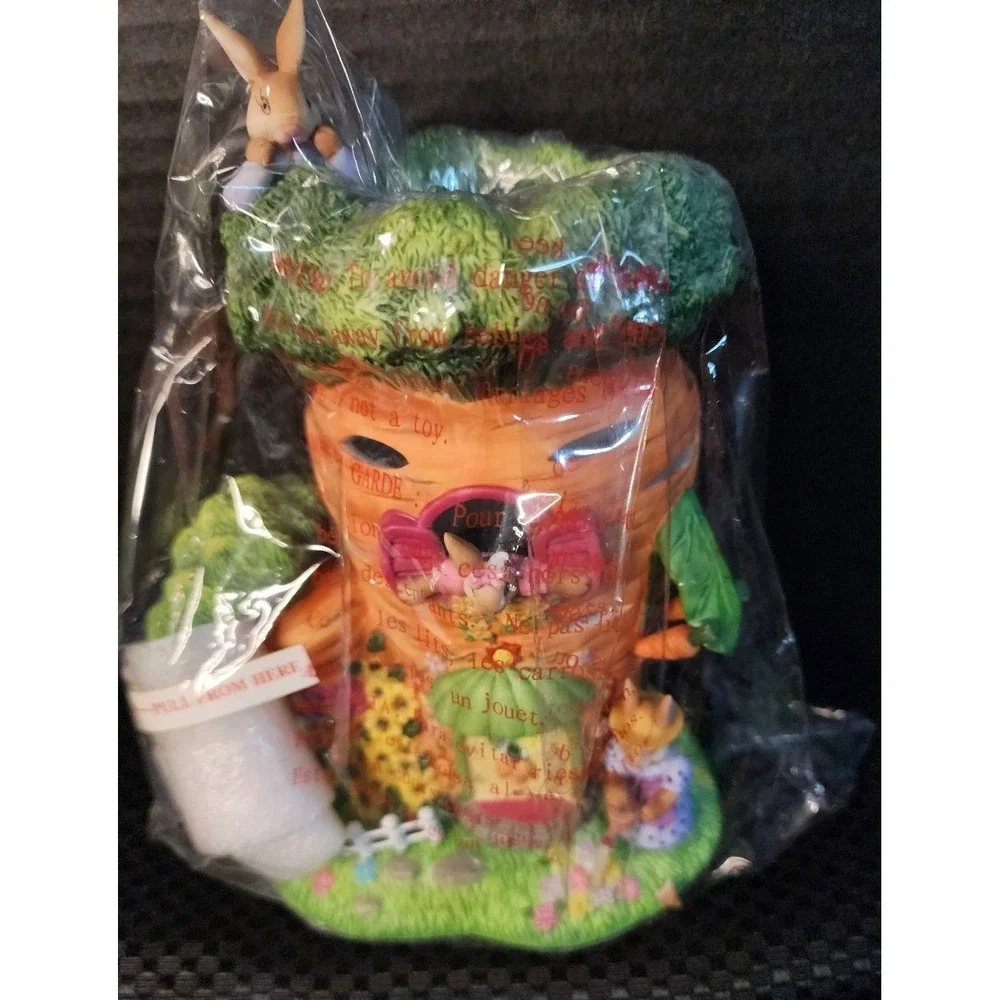Party Lite Bunny Tealight House Retired & Rare Rabbit & Carrot Unboxed NEW!!